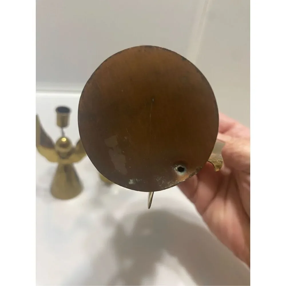 Set of 4 Vintage Mexican Brass Angel Candleholders